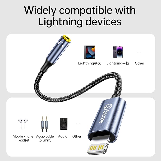 iPhone Headphone Adapter, Lightning to 3.5mm Adapter Auxiliary Adapter - Image 3