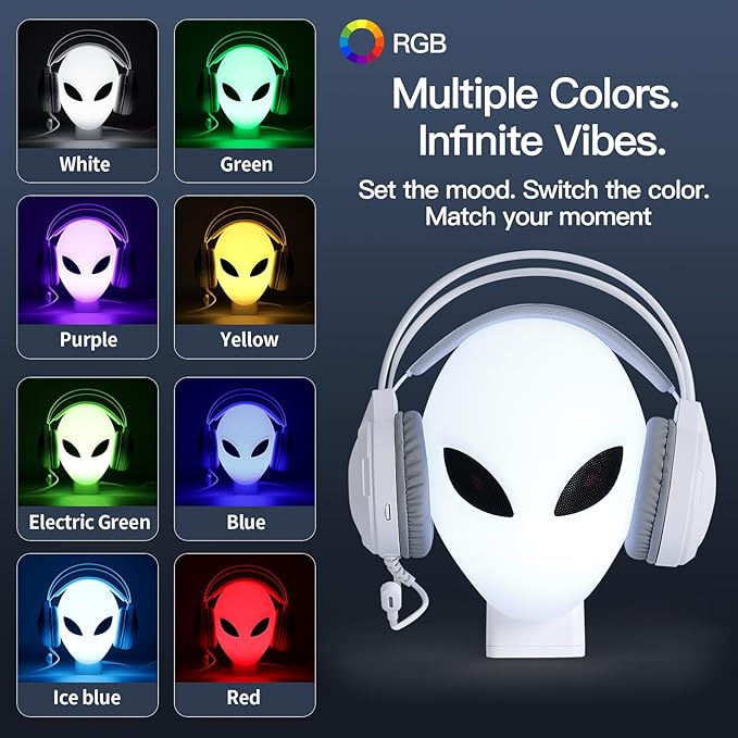 RGB Headphone Stand with Music Rhythm Light, 8-Color LED Gaming Headset Holder - Image 4