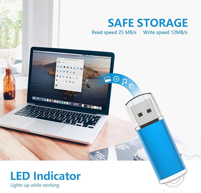 KOOTION Flash Drive 8GB 10 Pack USB 2.0 Thumb Drive Capped Memory Stick Jump - Image 3