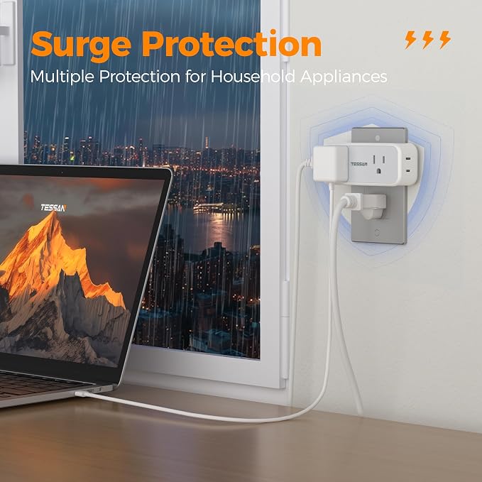 Surge Protector Outlet Extender, TESSAN Multi Plug Splitter - Image 4