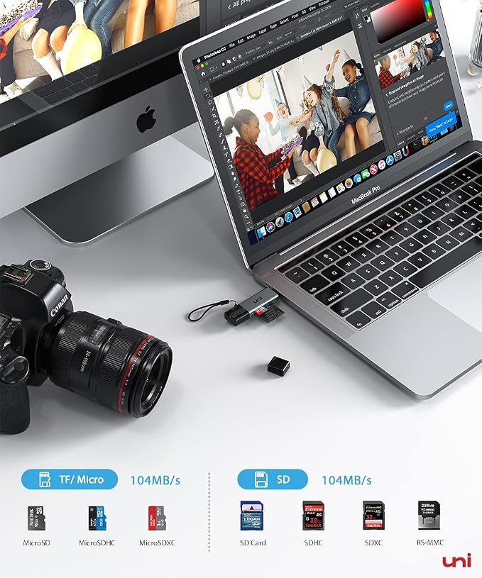 uni SD Card Reader, High-Speed USB C to Micro SD Card Adapter USB 3.0 Dual Slots - Image 3