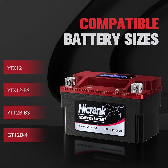 YTX12-BS 12V 6Ah, 360CCA LiFePO4 Lithium Motorcycle Battery, Powersports Battery - Image 4