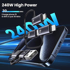 240W Multi Charging Cable, 4ft 6-in-1 USB C Cable Fast Charging Cords - Image 6