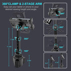 Cup Holder Car Tablet Mount, 360° Adjustable 2-Arm Stand Holder - Image 4