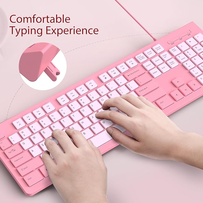 Computer Keyboard Wired, Plug Play USB Keyboard, Low Profile Chiclet Keys - Image 6