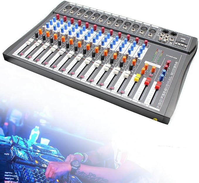 12 Channel Audio Mixer, DJ Soundboard Sound Mixer Console - Image 3