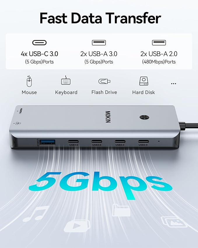 Laptop Docking Station Dual Monitor, USB C Hub - Image 9