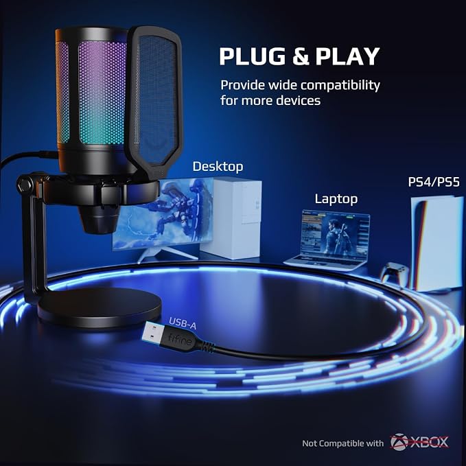 Fifine USB Microphone for PC Gaming, Computer Desktop Streaming Microphone - Image 6