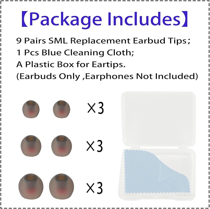 9 Pairs Earbud Tips, Silicone Replacement Earbud Tips Inner Hole 3.8mm -5.5mm - Image 2