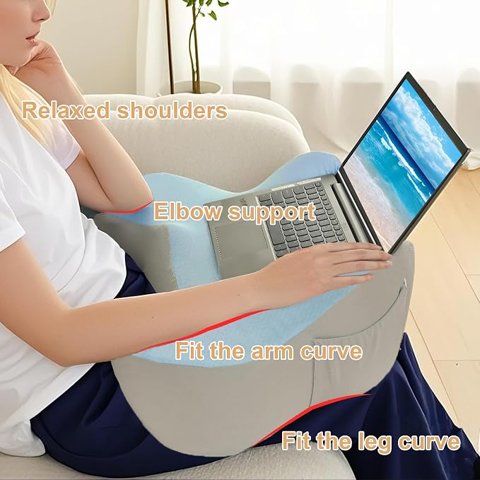XWZO Laptop Lap Desk with Cushion, Ergonomic Wrist Rest Home Office Laptop Desk - Image 3