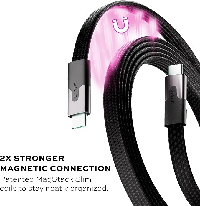 Statik MagStack USB C to USB C Cable, Magnetic Anti Tangle Flat Type C Charger - Image 3