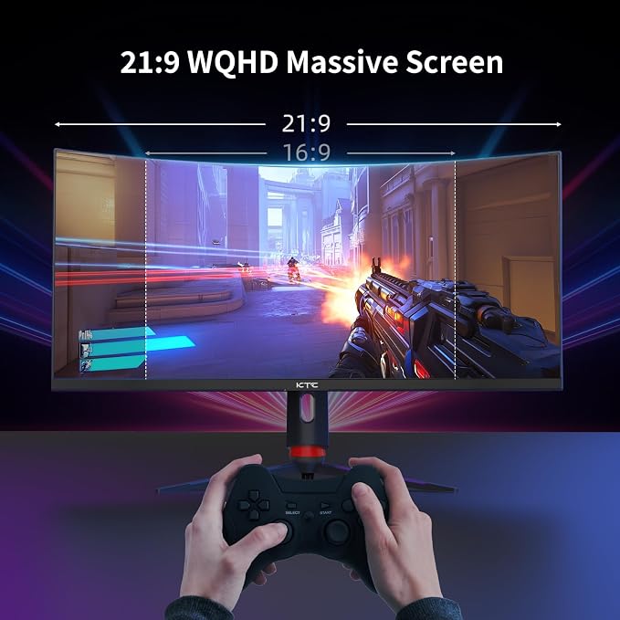 KTC 34 Inch Curved Ultrawide Gaming Monitor, 3440x1440p 165Hz 1ms, 1500R Curved - Image 2