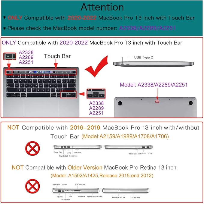 Teryeefi for MacBook Pro 13 inch Case 2024, 2022-2016 Release Model M2 M1 A2338 - Image 2
