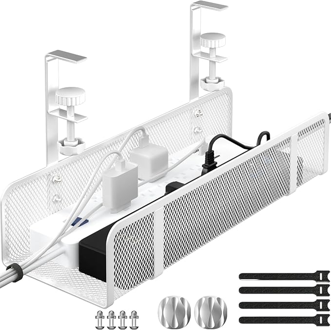 Under Desk Cable Management Tray, Wire Management Desk Cable Organizer Cable by BESTFORYOU