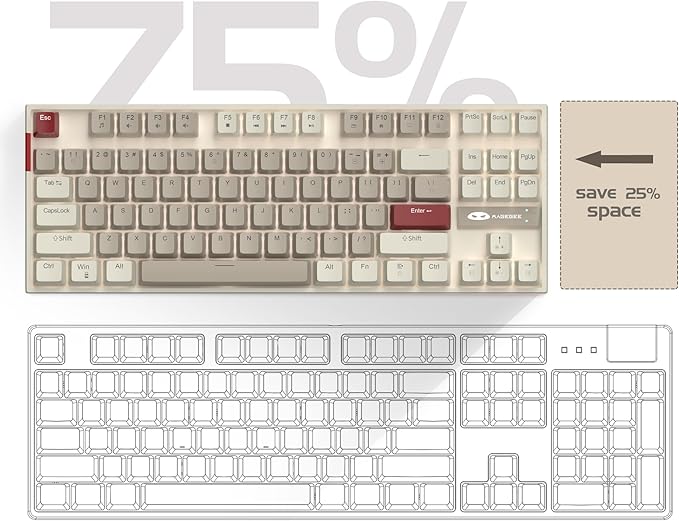 MageGee 75% Mechanical Gaming Keyboard, LED White Backlit, 87 Keys Compact TKL - Image 9