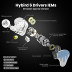 BASN BmasterX in Ear Audio Monitor, Hybrid 6 Drivers IEM Earphones - Image 2