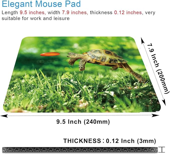 Cute Jumping Turtle Animal Mouse Mat, Square Waterproof Non Slip Rubber Base - Image 2