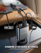 Lamicall Retractable Car Charger USB C Fast Charging 57W Type C Car Phone - Image 4
