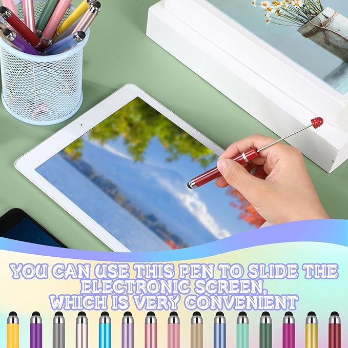 Qilery 30 Pcs Beaded Pens with Stylus Tips Plastic Beaded DIY Stylus 2-in-1 - Image 7
