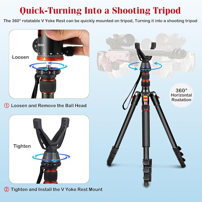 68" Tripod for Camera & Shooting Tripods, 2 in1 Camera Tripods & Monopods - Image 3