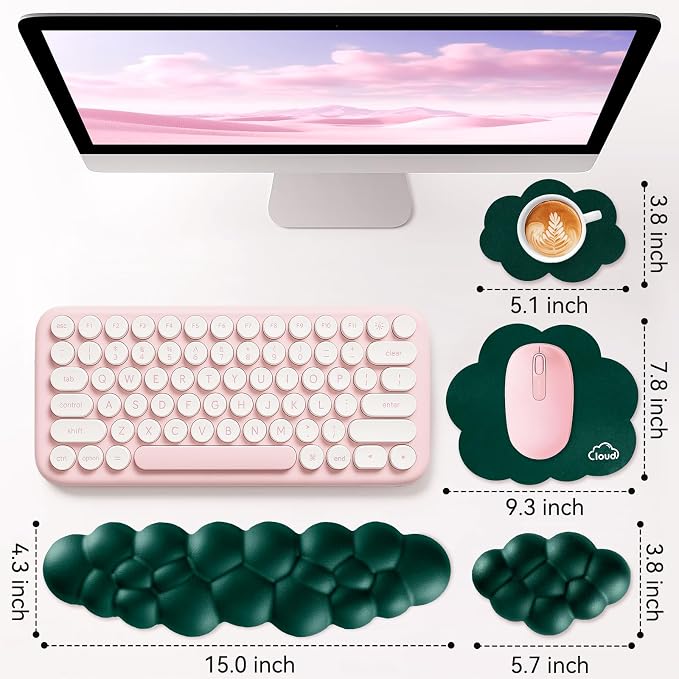 Cloud Wrist Rest for Computer Keyboard, 4-in-1 Memory Foam Leather Cloud - Image 3