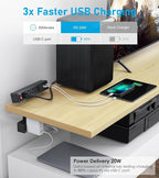 Dual Layer Desk Clamp Power Strip Surge Protector, Under Desk Power Strip - Image 3