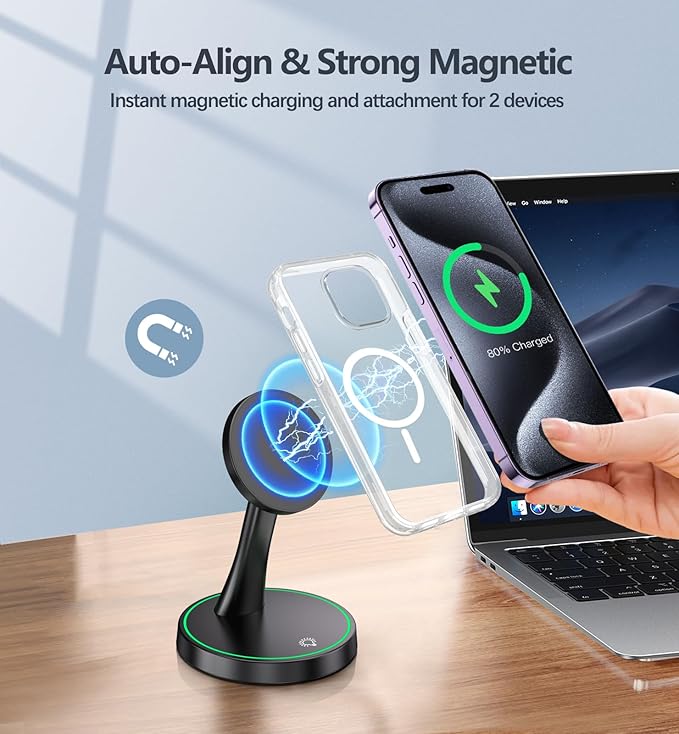 Magnetic Wireless Charger Stand 15W Fast Mag-Safe Charger - Image 6