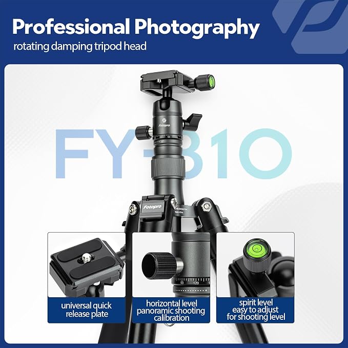 Fotopro Mini Tripod with Ball Head Phone Mount Detachable Selfie Stick Folded - Image 2