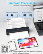Inkless Portable Printer for Travel, Wireless Thermal Printer Support 8.5 x 11 - Image 3