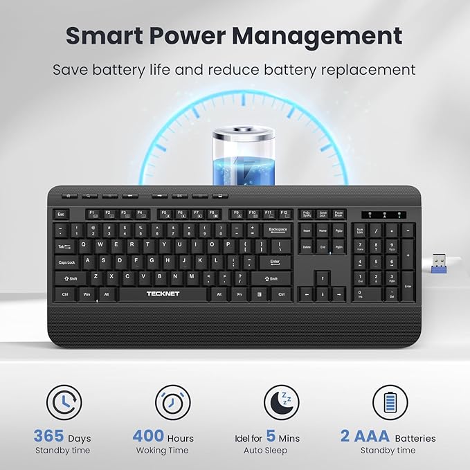 TECKNET Ergonomic Wireless Keyboard - Image 7