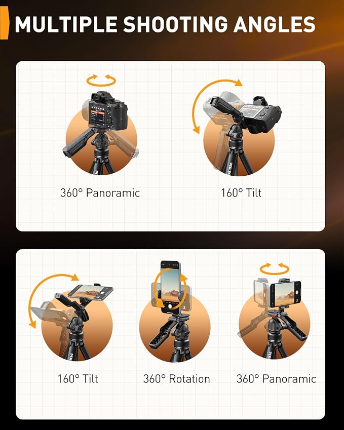Perlegear Camera Tripod, 60″ Portable and Height-Adjustable, Travel Tripod - Image 7