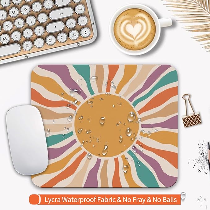 Square Mouse Pad Retro Sun, Personalized Premium-Textured Custom Mouse Mat - Image 3