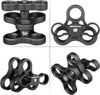 MINIFOCUS 2PCS 1'' Aluminum Triple Holes Ball Clamp Mount - Image 4