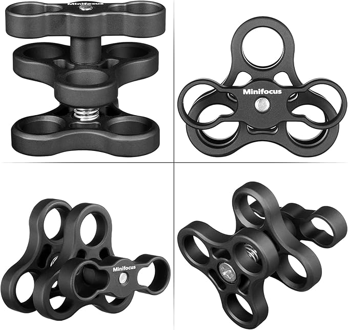 MINIFOCUS 2PCS 1'' Aluminum Triple Holes Ball Clamp Mount - Image 4