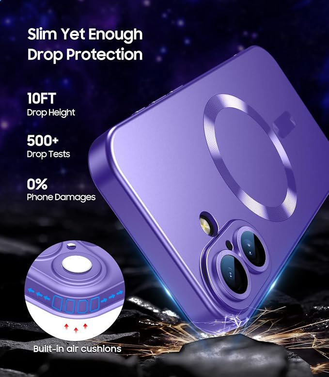 Magnetic for iPhone 16 Plus Case Slim Soft Silicone Bumper Shockproof Metallic - Image 5