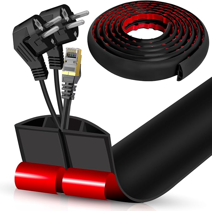 Floor Cord Cover Cavity 0.8"x0.37" Self Adhesive Cord Hider, 10FT Low Profile by DBHXXMB-HH