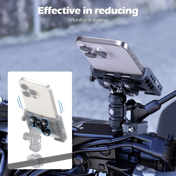 Motorcycle Phone Mount Kit, Anti-Theft Dual Socket Arm, 360° Rotate Phone Clip - Image 5
