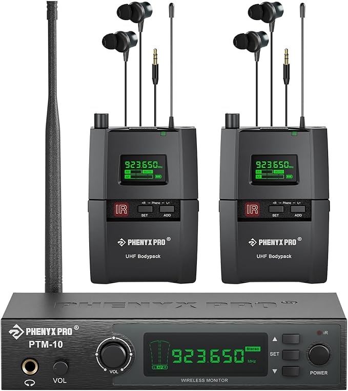 Phenyx Pro Wireless in Ear Monitor System, True Stereo UHF IEM, in Ear Monitors by PhenyxPro