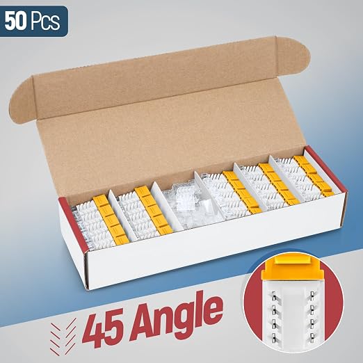 Everest 45° Angled RJ45 Cat6 Keystone Jacks 50-Pack in Yellow - Image 2