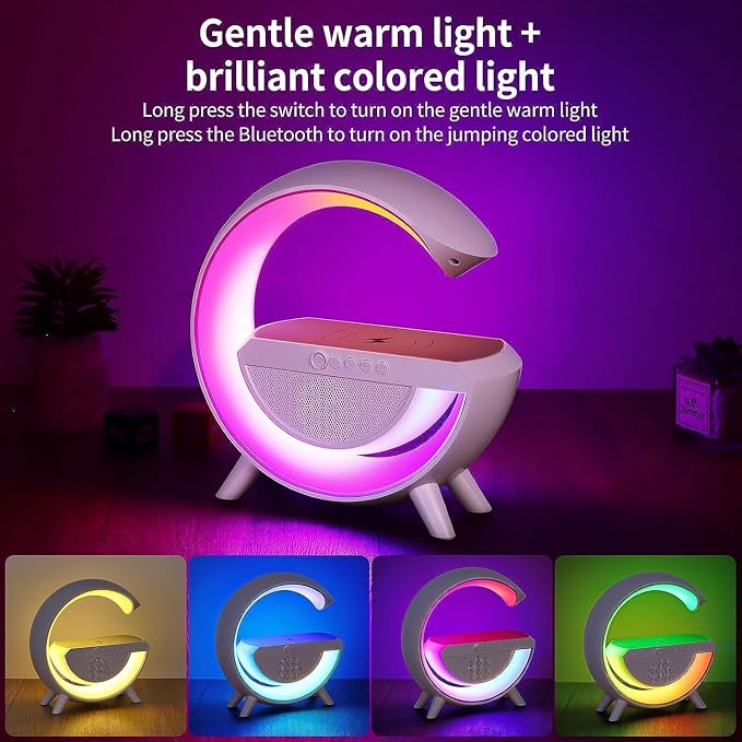 Table Lamp with Bluetooth Speaker, G Bedside Lamp with 15W Wireless Charger - Image 3