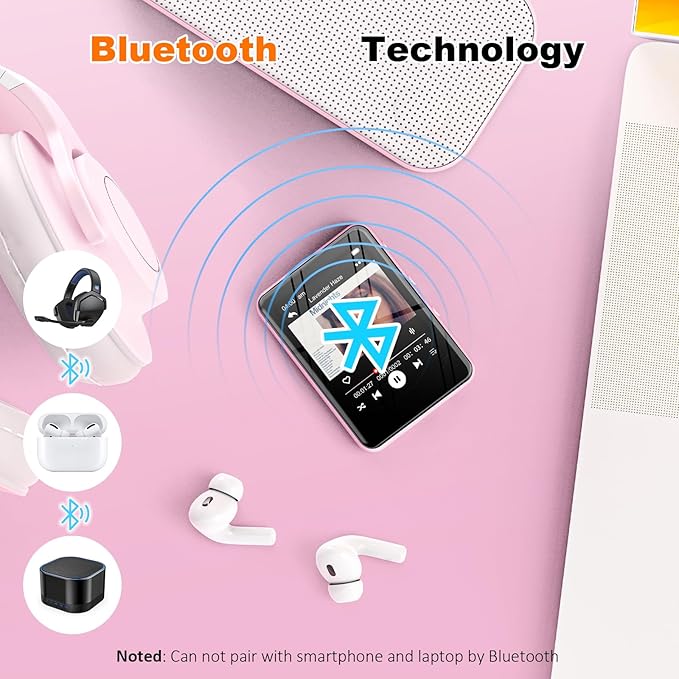 MP3 Music Player with Bluetooth, 32GB Storage, Full Touch Screen, Built-in - Image 2