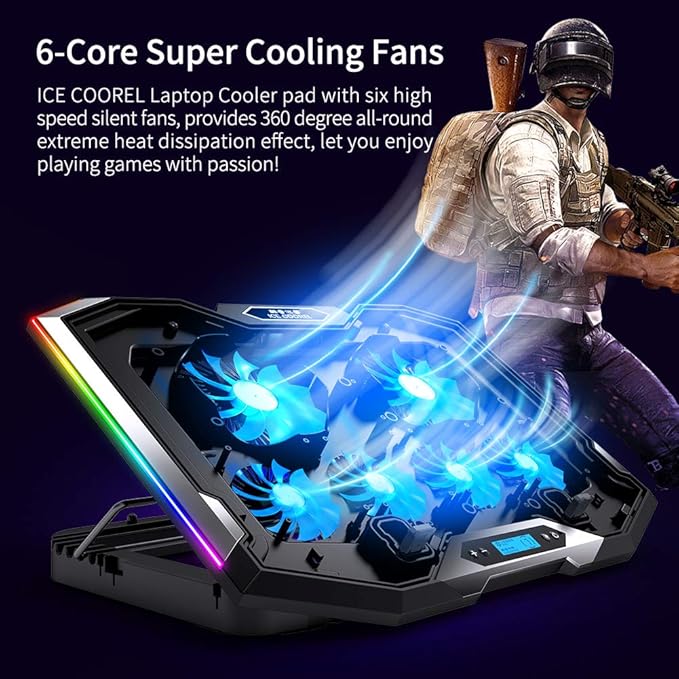 ICE COOREL Gaming Laptop Cooling Pad 15-17.3 Inch, Laptop Fan - Image 8