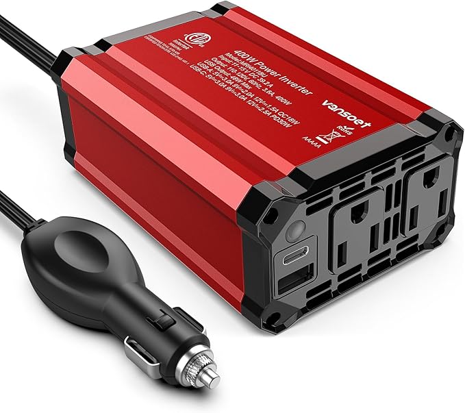 400W Car Power Inverter: vansoet DC 12V to AC 110V Inverter Converter, USB C PD by vansoet