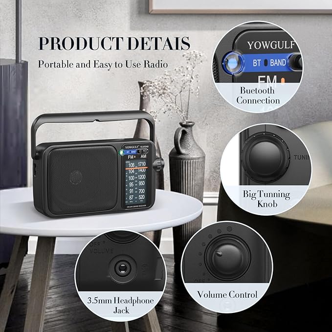 AM FM Radio with Best Reception, Battery Operated Radio or AC Power, Large Dial - Image 2