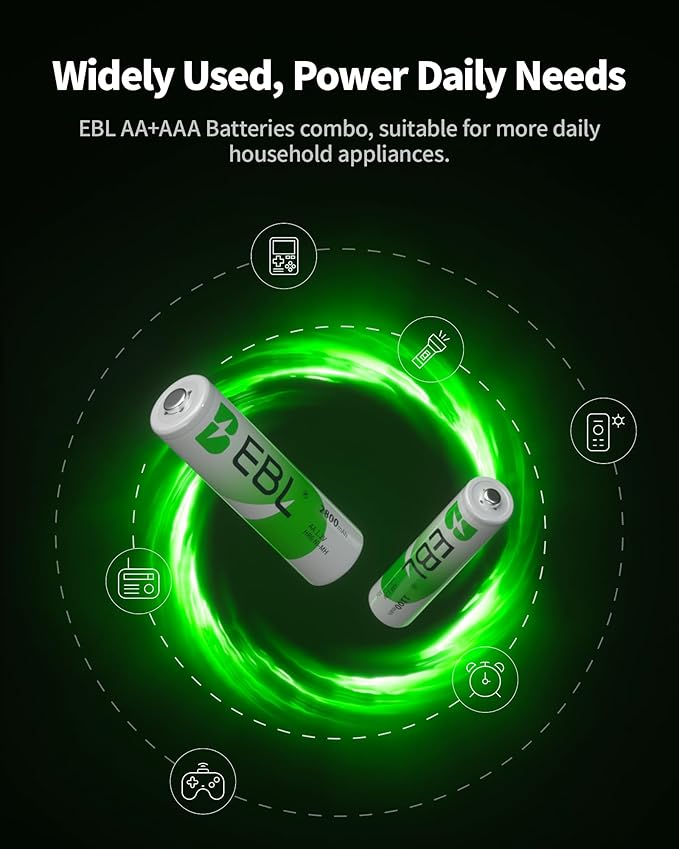 EBL AA Rechargeable Batteries 2800mAh 4 Pack and AAA Rechargeable Batteries - Image 5