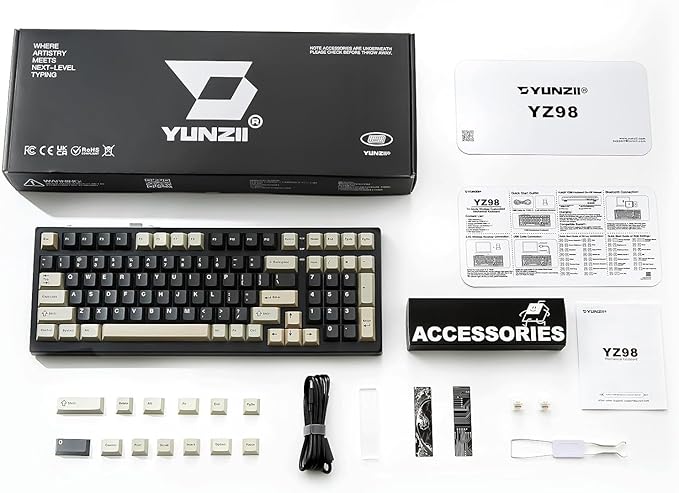 YUNZII YZ98 Gasket Mechanical Keyboard, 99 Key Hot Swappable BT5.0/2.4G/USB-C - Image 8
