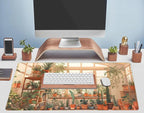 Cute Plant Lover Desk Mat Cozy Mouse pad Beige, XXL Large Extended Earthy Brown - Image 5