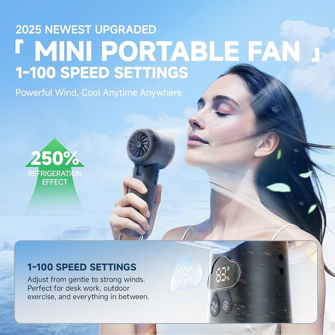 15000RPM 24H Max Cooling Time Highly Speed Hand Fan, Collapsible Mini Small - Image 2