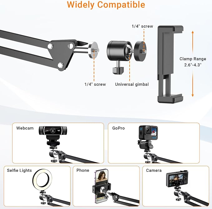 Tall Overhead Camera Mount, High Desk Phone Tripod Mount - Image 6