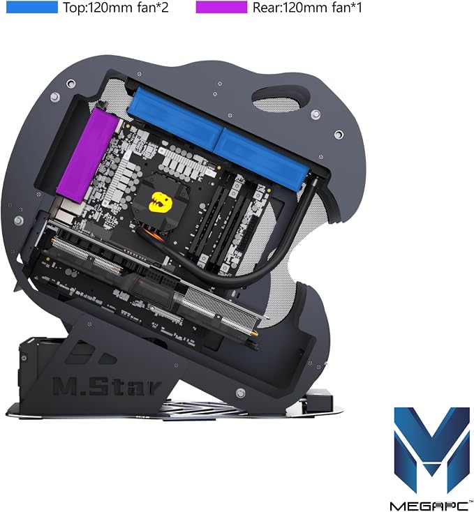 MegaPC Upgraded Open-Frame Mid-Tower Micro-ATX/Mini-ITX Gaming PC Case - Image 5